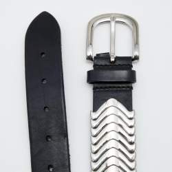 Pre Owned Isabel Marant Black Leather Tehora Embellished Buckle Belt 