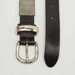 Pre Owned Isabel Marant Black/Silver Leather Metal Detail Buckle Belt S