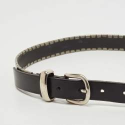Pre Owned Isabel Marant Black/Silver Leather Metal Detail Buckle Belt S