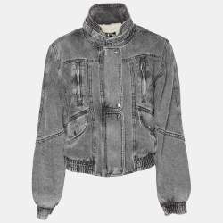 Isabel Marant Grey Nonstretch Denim Vlasta Utility Crop Jacket S