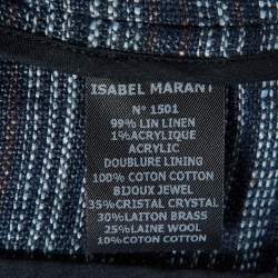 Pre Owned Isabel Marant Grey Striped Linen Crystal Embellished Jacket XS