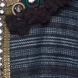 Pre Owned Isabel Marant Grey Striped Linen Crystal Embellished Jacket XS