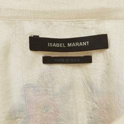 Isabel Marant Cream Embroidered Silk Ruffled Collar Top L