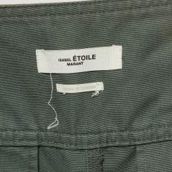 Pre Owned Isabel Marant Green Suede Trim Cotton Tapered Trousers M