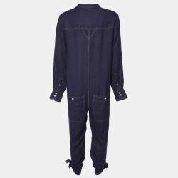 Pre Owned Isabel Marant Faded Night Blue Silk Jumpsuit S