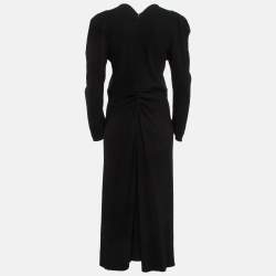 Isabel Marant Black Textured Wool Blend Ruched Midi Dress M