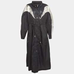 Isabel Marant Synthetic Black Colorblock Pattern Mid Length Coat M