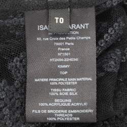 Isabel Marant Black Sequin Mesh and Silk Top TO