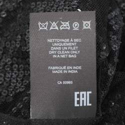 Isabel Marant Black Sequin Mesh and Silk Top TO