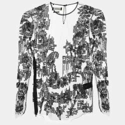 Isabel Marant Black Sequin Mesh and Silk Top TO