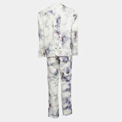 Pre Owned Isabel Marant Purple Tie-Dye Print Denim Jacket and Pants Set M