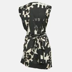 Isabel Marant Black Printed Jersey Drape Style Mini Dress L