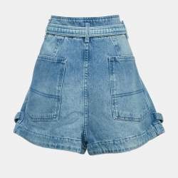 Pre Owned Isabel Marant Blue Denim Belted Kike Shorts L