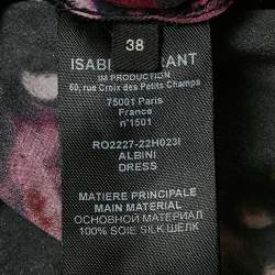 Isabel Marant Black Floral Print Midi Ruched Midi Dress M