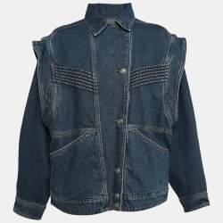 Isabel Marant Blue Faded Denim Detachable Sleeve Harmon Jacket M