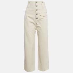 Isabel Marant Beige Cotton Drill Wide-Leg Jeans S Waist 27"