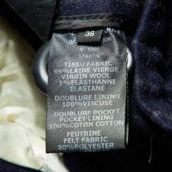 Isabel Marant Navy Blue Stripe Wool Mid-Length Coat S