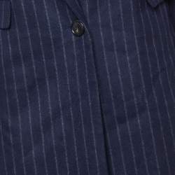 Isabel Marant Navy Blue Stripe Wool Mid-Length Coat S