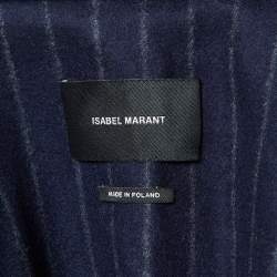 Isabel Marant Navy Blue Stripe Wool Mid-Length Coat S