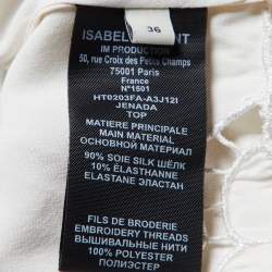 Pre Owned Isabel Marant White Embordered Satin Silk Top S