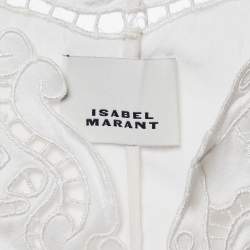 Pre Owned Isabel Marant White Embordered Satin Silk Top S