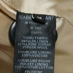 Pre Owned Isabel Marant Cream Pinstripe Linen Blend Double Breasted Blazer M