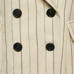 Pre Owned Isabel Marant Cream Pinstripe Linen Blend Double Breasted Blazer M