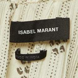 Isabel Marant Ivory Printed Cotton Studded One Shoulder Top M