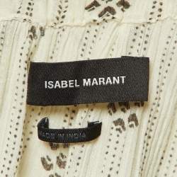 Isabel Marant Ivory Printed Cotton Studded One Shoulder Top M
