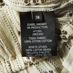 Isabel Marant Ivory Printed Cotton Studded One Shoulder Top M