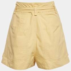 Isabel Marant Yellow Cotton Belted Shorts M
