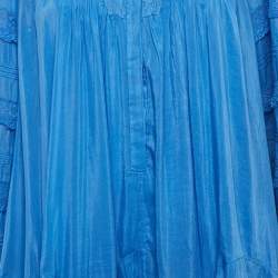Pre Owned Isabel Marant Blue Embroidered Viscose Lace Trimmed Mini Gyliane Dress S