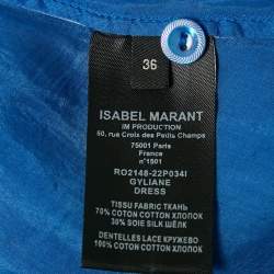 Pre Owned Isabel Marant Blue Embroidered Viscose Lace Trimmed Mini Gyliane Dress S