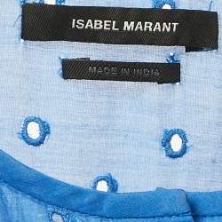Pre Owned Isabel Marant Blue Embroidered Viscose Lace Trimmed Mini Gyliane Dress S