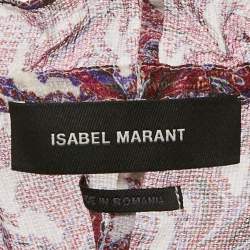 Isabel Marant Purple Printed Silk Ruffle Detail Top S