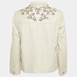 Isabel Marant Off White Studded Leather Button Front Jacket L
