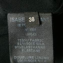 Isabel Marant Black Silk Ruche Asymmetric Mini Dress M