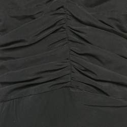 Isabel Marant Black Silk Ruche Asymmetric Mini Dress M