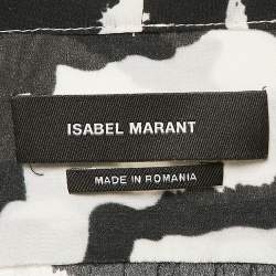 Isabel Marant Black Zebra Print Silk Ruffled Mini Dress S