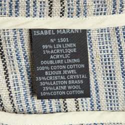 Isabel Marant Grey Striped Linen Crystal Embellishment Jacket M
