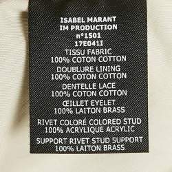 Isabel Marant Off White Leaf Print Cotton Ruffled Mini Skirt S