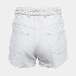 Isabel Marant White Denim Braided Waist Shorts S