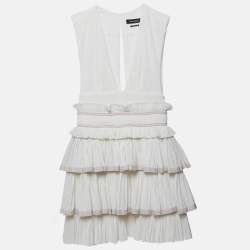 Isabel Marant White Cotton V-Neck Ruffled Glory Mini Dress XS