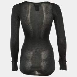 Pre Owned Isabel Marant Navy Blue Silk Rib Knit Sweater S