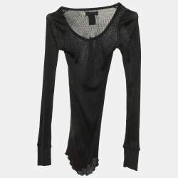 Pre Owned Isabel Marant Navy Blue Silk Rib Knit Sweater S