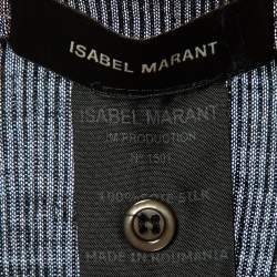 Pre Owned Isabel Marant Navy Blue Silk Rib Knit Sweater S