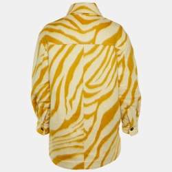 Isabel Marant Yellow & Cream Printed Wool Short Coat M