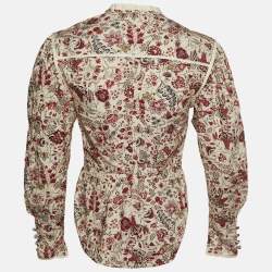 Isabel Marant Cream Floral Print Cotton Button Front Top S