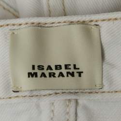 Isabel Marant White Denim Raw Edge Eneidao Shorts S Waist 25"