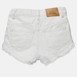 Isabel Marant White Denim Raw Edge Eneidao Shorts S Waist 25"